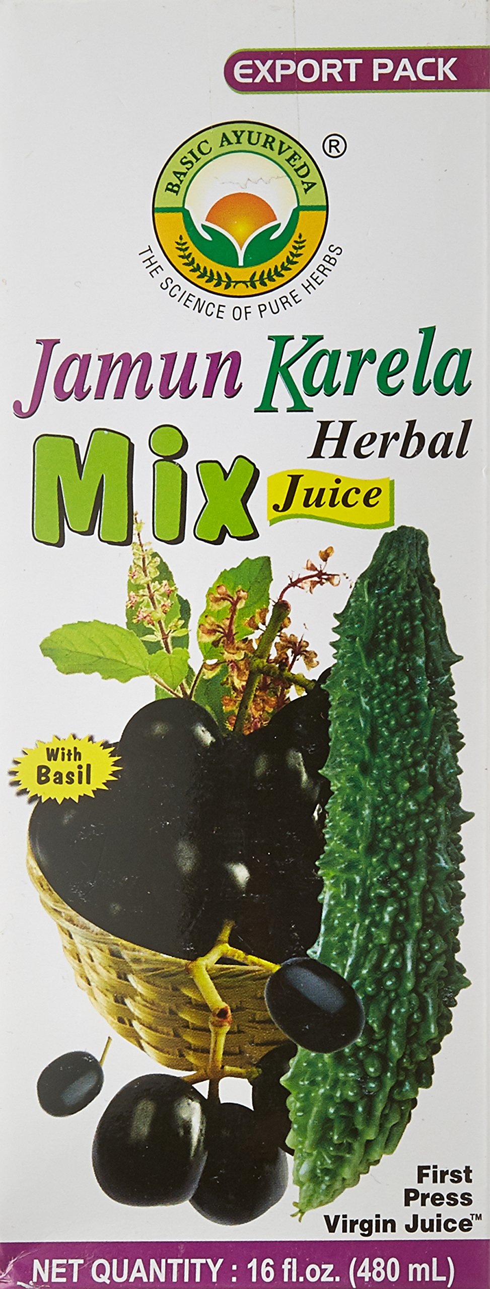 Buy Online Basic Ayurveda Jamun Karela Herbal Mix Juice 480 ML Kesar Grocery.